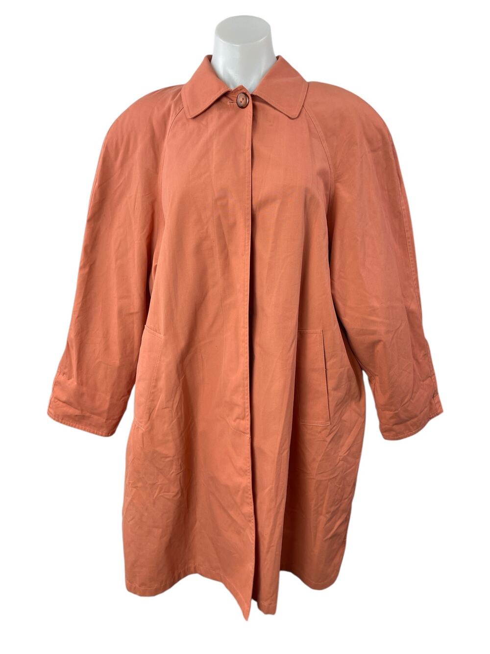 Charon Women's Orange Oversized Collared Long Sleeve Trench Coat Jacket Size S